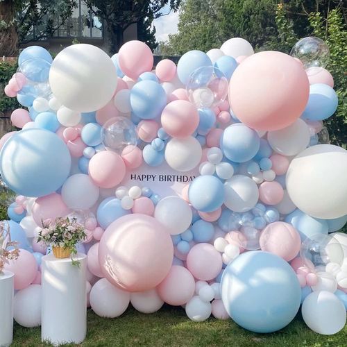 ChicSlick-Lot De 90 Guirlandes De Ballons Bleu, Rose Et Blanc - Ensemble D'Arche Pour Décoration D'Anniversaire, Réveillon Du Nouvel An, Obtention Du Diplôme, Mariage[X2452]