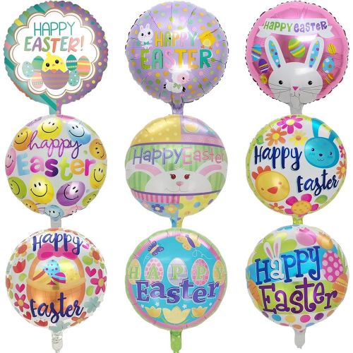 ChicSlick-Pâques Ballon Decoration, 9 Ballons Colorés En Forme De Lapin De Pâques, Lapin Ballons En Aluminium De Pâques, Poussin Hélium Ballon Decoration Paques Décorations Pâques Deco Paque[X2698]