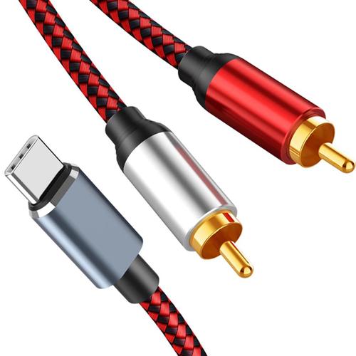 Câble Audio USB C Vers 2 RCA Type C Mâle Vers 2 RCA Mâle Câble Audio pour Tablette Haut-Parleur Amplificateur TV, 1M