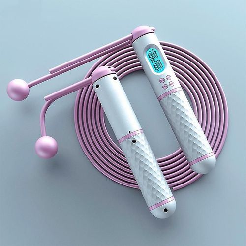 Corde À Sauter Compteur Sans Fil De Saut Numérique Corde Réglable Sans Enchevêtrement Et Poignée Antidérapante Pour Le Fitness, Cordes À Sauter D'exercice Rose
