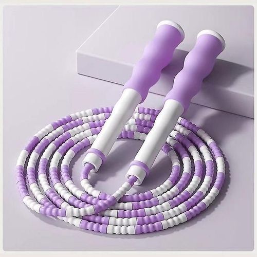 Corde À Sauter, Corde Tressée À Perles Souples, Longueur Réglable, Corde À Sauter À Perles Souples, Non Emmêlée, Violet