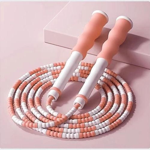 Corde À Sauter, Corde Tressée À Perles Souples, Longueur Réglable, Corde À Sauter À Perles Souples, Non Emmêlée, Rose