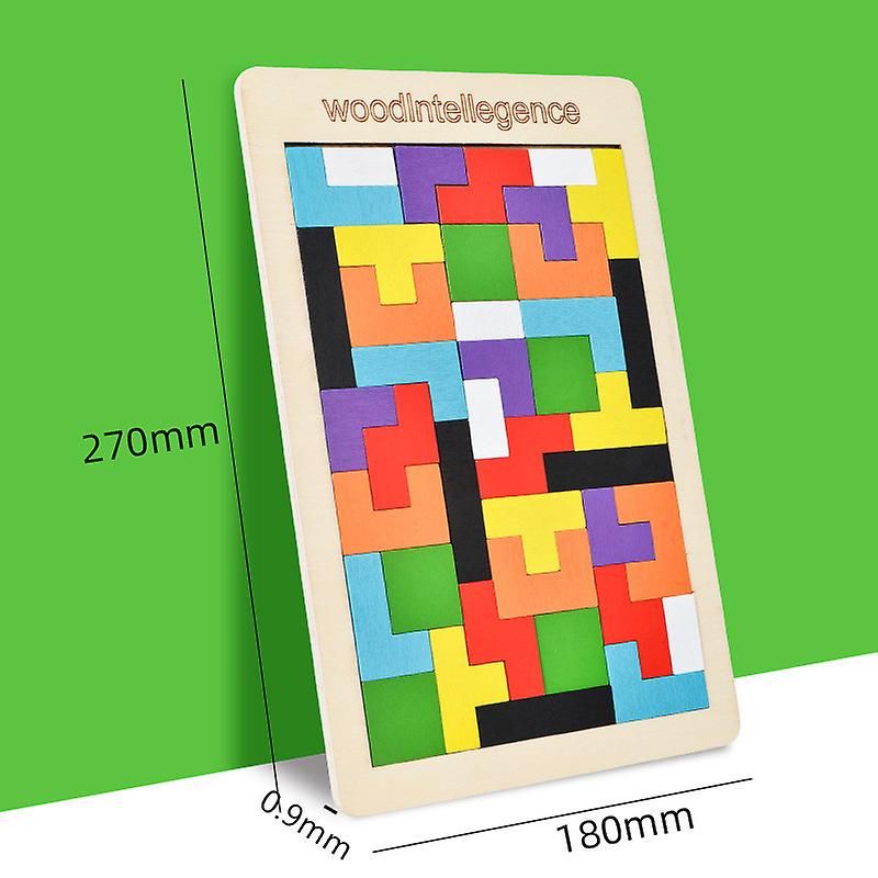 Puzzle Tetris En Bois, Puzzle Tangram En Bois, Jouets De Puz... - 2