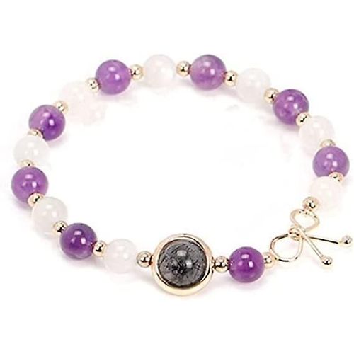 Bracelet En Cristal Naturel, Améthyste Blanche, Clair De Lune, Pour Femmes, Cheveux Noirs, Perles Porte-Bonheur