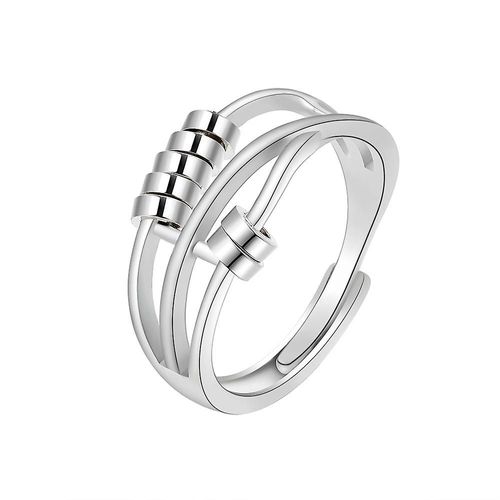 Bague D'anxiété En Argent Sterling 925 Pour Femmes Et Hommes, Anneaux De Paix Fidget Pour L'anxiété, Anti-Stress, Bague Spinner En Argent