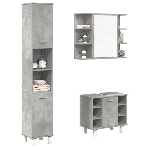 Ensemble De Meubles De Salle De Bain 3 Pcs Gris Béton