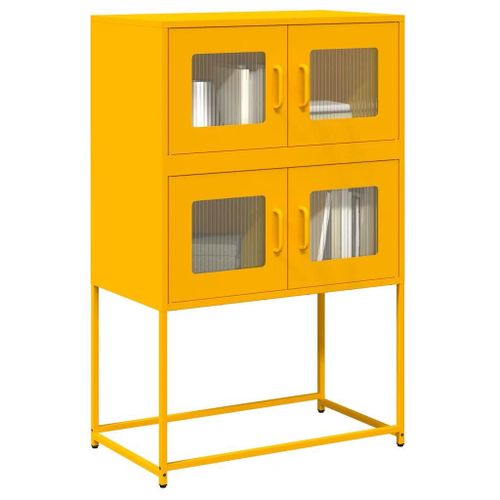 Buffet Haut Jaune Moutarde 68x39x107 Cm Acier