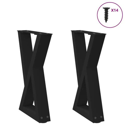 Pieds De Table Basse 2 Pcs Noir 28x(42-43,3) Cm Acier