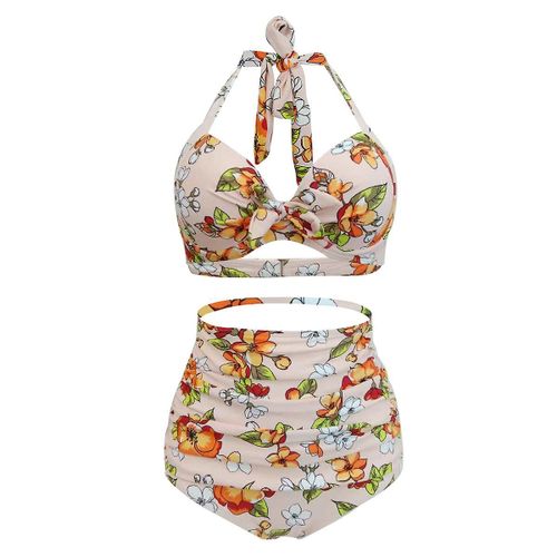 Femmes String Triangle Halter Deux Pièces Maillot De Bain Bikini Grande Taille Maillots De Bain Ensembles Petit