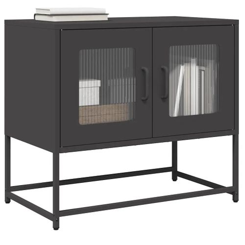 Meuble Tv Noir 68x39x60,5 Cm Acier Laminé À Froid