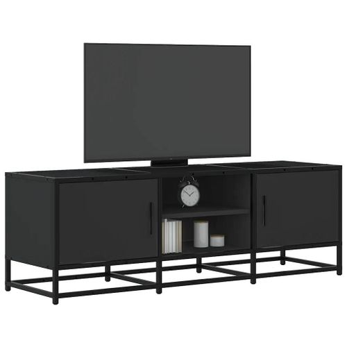 Meuble Tv Noir 120x35x41 Cm Bois D'ingénierie Et Métal
