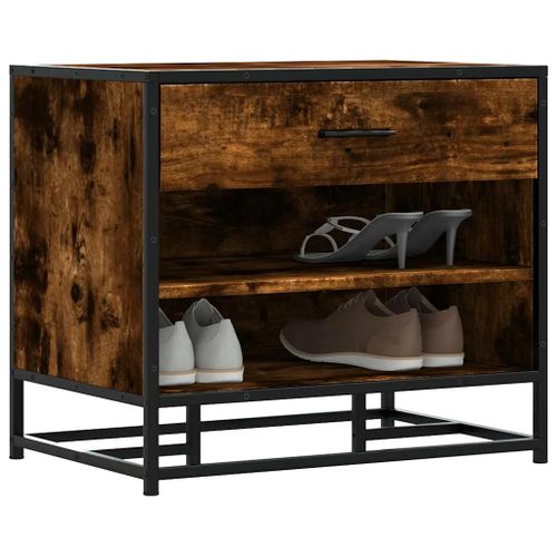 Banc À Chaussures Chêne Fumé Bois D'ingénierie Et Métal