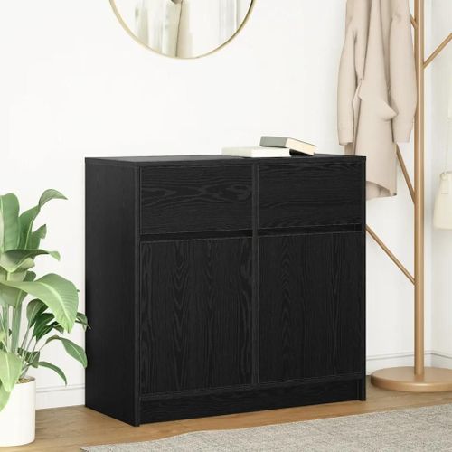 Buffet Avec Tiroir Chêne Noir 80x34x76 Cm Bois D'ingénierie