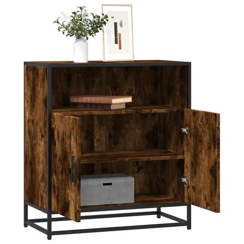 Buffet Chêne Fumé 68x35x76 Cm Bois D'ingénierie