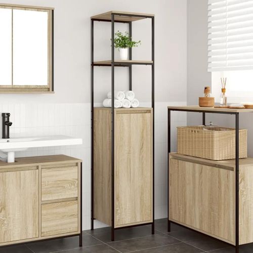 Meuble De Salle De Bain Avec Étagères Chêne Sonoma 36x35x165 Cm