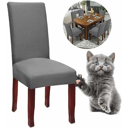 Housses De Chaise Extensibles À Dossier Haut Pour Salle À Manger (Gris, 6 Pièces)