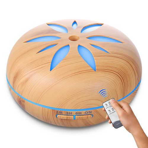 Humidificateur d'air ultrasonique mis à jour, brume parfumée électrique avec télécommande, 7 couleurs changeantes (marron)