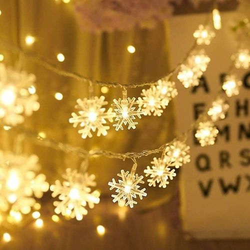 Guirlande Lumineuse Flocon De Neige, 40 Led À Piles, 2 Modes D'éclairage, Décoration Intérieure Et Extérieure, Chambre, Mariage, Anniversaire, Etc.