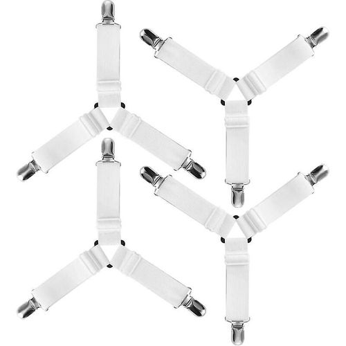 Lot De 4 Attaches Élastiques Triangulaires Pour Drap-Housse, Sangles De Fixation Réglables Pour Literie, Drap De Lit, Housse De Repassage, Matelas, Canapé