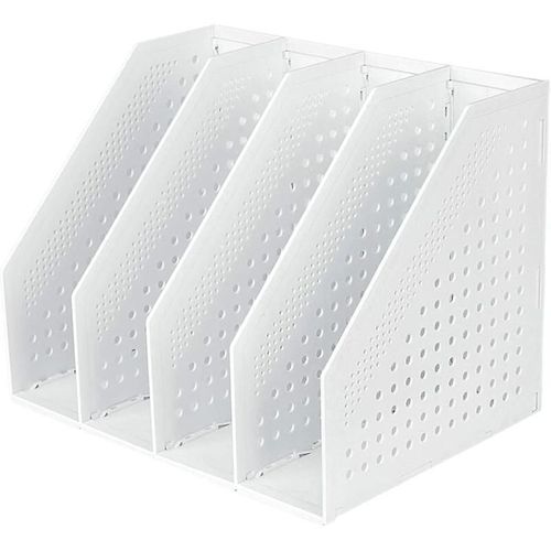 Porte-revues pliable à 4 compartiments, boîte de rangement réglable, organisateur de bureau, serre-livres, porte-documents, classeur, module de classement de magazines, verrou de fichier
