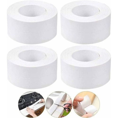 Ruban d'étanchéité autocollant pour plinthes de cuisine, 4 rouleaux (blanc)