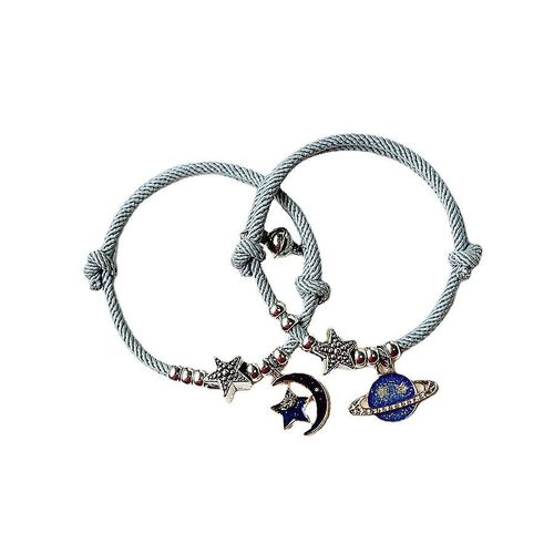 Bracelet De Couple Magnétique Simple, Nouvelle Mode, Pour Femmes Et Hommes Amoureux, Personnalité Astronaute Étoile, Bracelet Tressé À La Main, Bijoux Gris