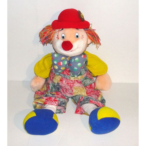 Clown Multicolore Ids Peluche Doudou Clown Chapeau Rond Rouge 58 Cm