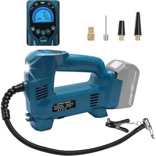 Checarzhn--No1-Compresseur Sans Fil 18 V Compatible Avec Les Batteries Makita 18 V, 10,34 Bar, Pompe À Air Sans Fil, Pour Vélo, Voiture, Ballon 150 Psi, Arrêt Automatique, Lampe Led (Sans Batterie, S