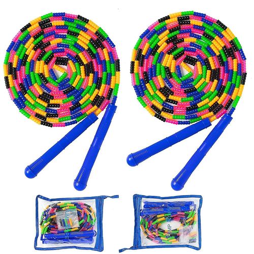 Corde À Sauter Double Néerlandaise De 16 Pieds, Paquet De 2 Longues Cordes À Sauter Pour Enfants Et Adultes, Corde À Sauter Souple À Perles Pour Plusieurs Personnes, 2 Pièces