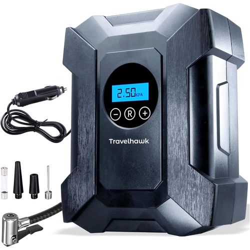 CHECARZHN--NO1-Compresseur 12 V - Pompe À Air Électrique Pour Pneus De Voiture Avec Manomètre Et Lampe De Poche - Compresseur D'Air Portable 100 Psi - Écran Led