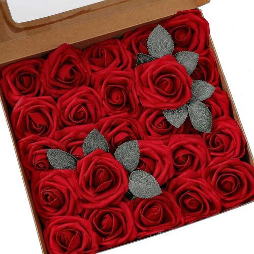 Roses artificielles Fleurs Roses en mousse Roses en mousse Fausses fleurs Vin rouge