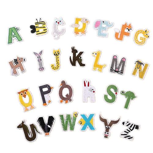 Fer sur patchs lettres 26 pièces Az Alphabet patchs en forme d'animal bricolage Motif fer sur ou coudre sur des patchs Appliques pour jean