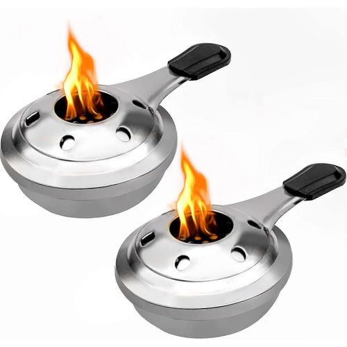 Lot De 2 Réchauds À Alcool Portables En Acier Inoxydable, Brûleurs À Alcool Amovibles Pour Fondue, Brûleurs À Alcool Gel Pour Camping En Plein Air, Respectueux De L'environnement