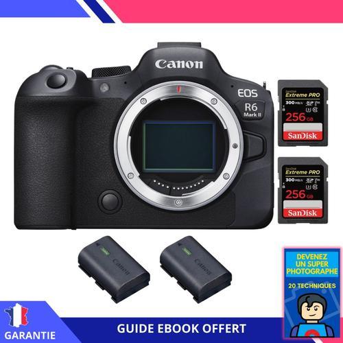 Canon EOS R6 Mark II + 2 SanDisk 256GB Extreme PRO UHS-II 300 MB/s + 2 Canon LP-E6NH + Ebook ""Devenez Un Super Photographe"" - Appareil hybride Canon