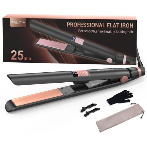 Kal-Lisseur Cheveux, 25mm Lisseur 2 In 1 Revêtement Céramique Écran Lcd, Fer À Lisser Chauffage Rapide Pour Les Cheveux Épais, Crépus Et Longs, Plaque Cheveux 80-0°C