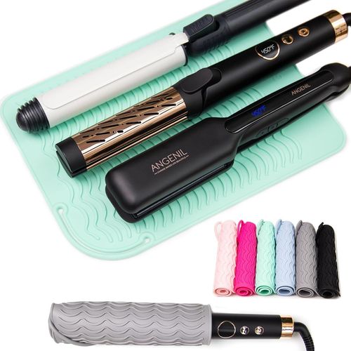 Kal-Grand Tapis Pochette Resistant A La Chaleur De Silicone Pour Boucleur A Cheveux, Lisseur, Seche Cheveux, Fer A Boucler Onduler Automatique, Fer A Lisser Vapeur, Brosse Chauffante Lissante