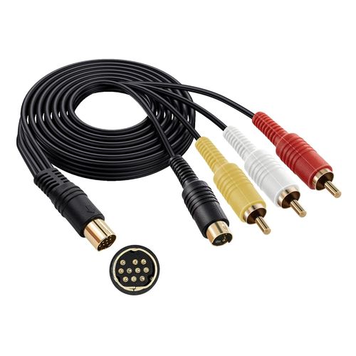 Kal-Câble D'adaptateur De Télévision Composite Audio S-Av Plaqué Or Pour Sega Saturn