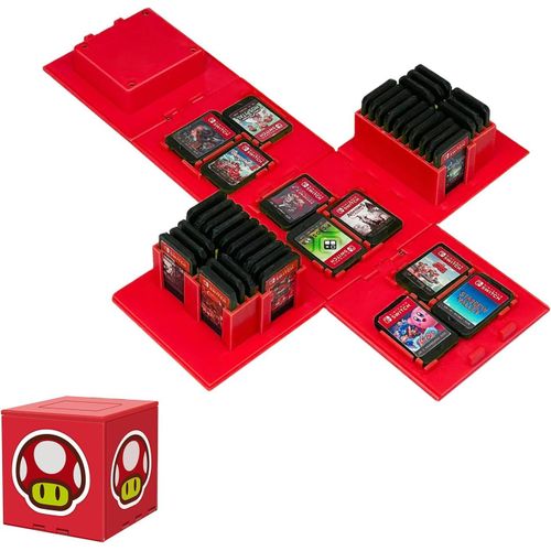 Kal-Boîte De Rangement Pour Cartes De Jeu Switch Game Card,Peut Contenir Jusqu'à 41 Jeux Système De Rangement De Protection Organisateur De Cartes De Jeu Étui Rigide (R Rouge)