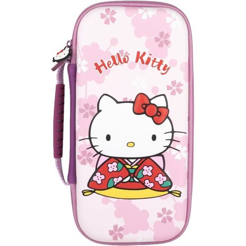 Kal-Hello Kitty Housse De Protection Et Transport Console Nintendo Switch 2 - Filet Rangement Accessoires - 8 Compartiments Jeux - Motif 3d - Rose
