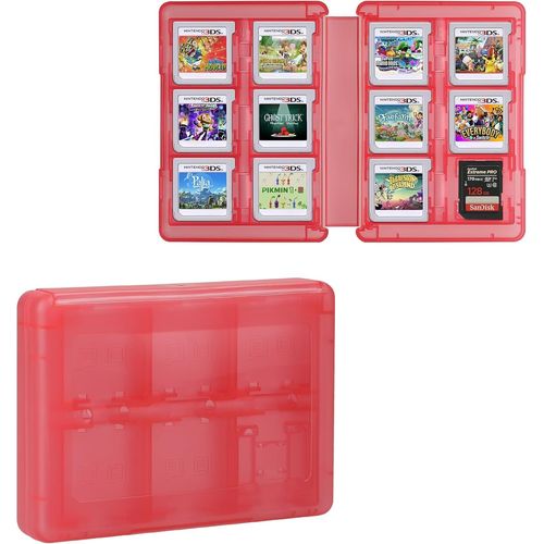 Kal-Boite Rangement Cartes De Jeux Compatible Avec Nintendo 3ds - Étui Cartouches Jeu Vidéo Avec 28 Compartiments - Rose Ancien