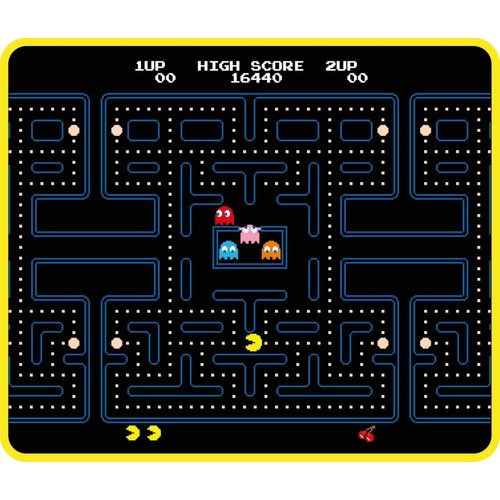 KAL-Pac-Man Tapis De Souris Gaming 32 X 27 Cm - Surface En Silicone 3D Ultra Fine - Base Antidérapante En Caoutchouc - Noir Et Jaune