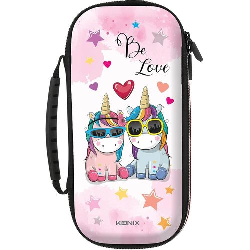 Kal-Unik Housse De Protection Et Transport Pour Consoles Nintendo Switch, Switch Lite Et Switch Oled - Rangement 8 Jeux - Motif Be Love, Licornes