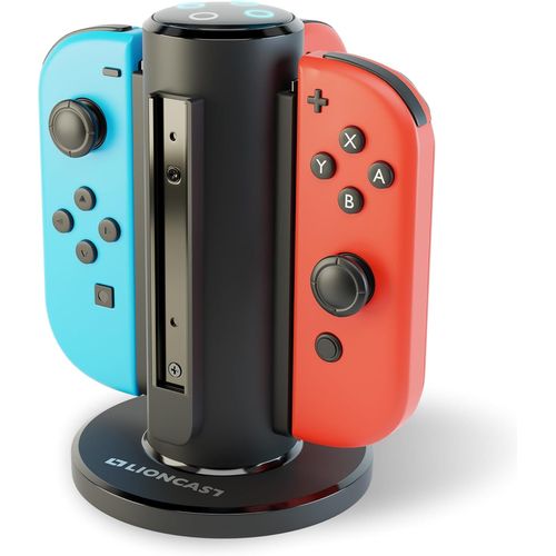Kal-Chargeur Pour Manette Switch (Quadruple Joy-Con + Led) - Station De Recharge Officielle Pour Joycon Nintendo Switch - Socle De Support Et Charge Rapide Pour Accessoires Switch