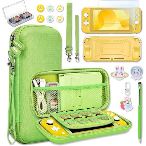 KAL-Étui Switch Lite - Accessoires Pour Ns Switch Lite 17 En 1 Avec Etui De Transport Switch Lite, Etui De Jeu Switch, Protection D'Ecran Switch Lite, Support Switch(Avocat Vert)