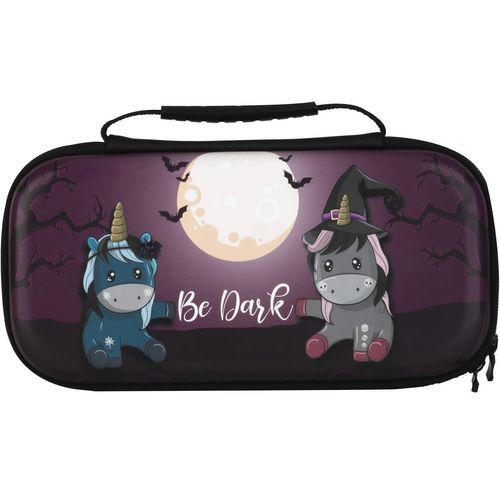 Kal-Unik Housse De Protection Et Transport Pour Consoles Nintendo Switch, Switch Lite Et Switch Oled - Rangement 8 Jeux - Motif Be Dark, Licornes