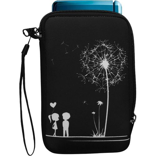 Kal-Housse Compatible Avec Nintendo 3ds Xl - Sacoche De Protection Pour Console De Jeux Vidéos En Néoprène - Petit Amour Blanc-Noir