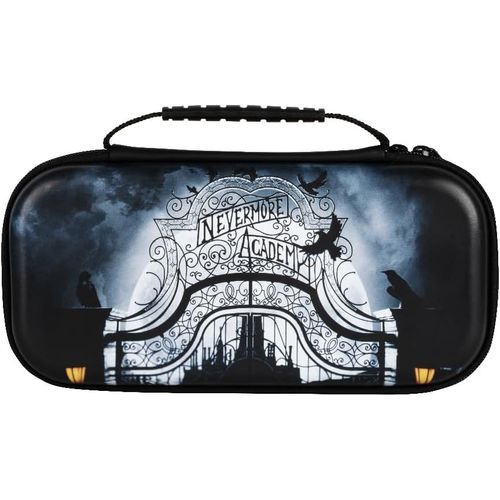 Kal-Mercredi Housse De Protection Et Transport Pour Nintendo Switch, Switch Lite Et Switch Oled - Rangement 8 Jeux - Motif Nevermore Academy - Noir