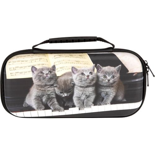 Kal-Mythics Housse De Protection Et Transport Pour Consoles Nintendo Switch, Switch Lite Et Switch Oled - Rangement 8 Jeux - Motif Chatons Et Piano