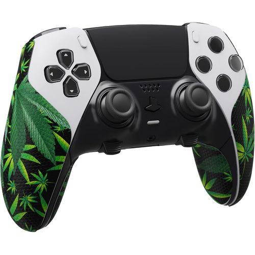 Kal-Protection Pour Ps5 Edge Grip Manette Sticker,Autocollant Skin Pour Ps5 Edge Controller Accessoires,Antidérapante Souple Pu-Vertes Feuilles