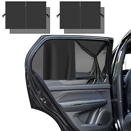 Checarzhn--No1-Pare Soleil Voiture Bébé 2 Pièces, Rideaux Magnétiques De Voiture À Double Couche, 69 X 47cm, Aimants Pour Fenêtres Arrière, Bloquer Les Rayons Uv, Taille Universelle